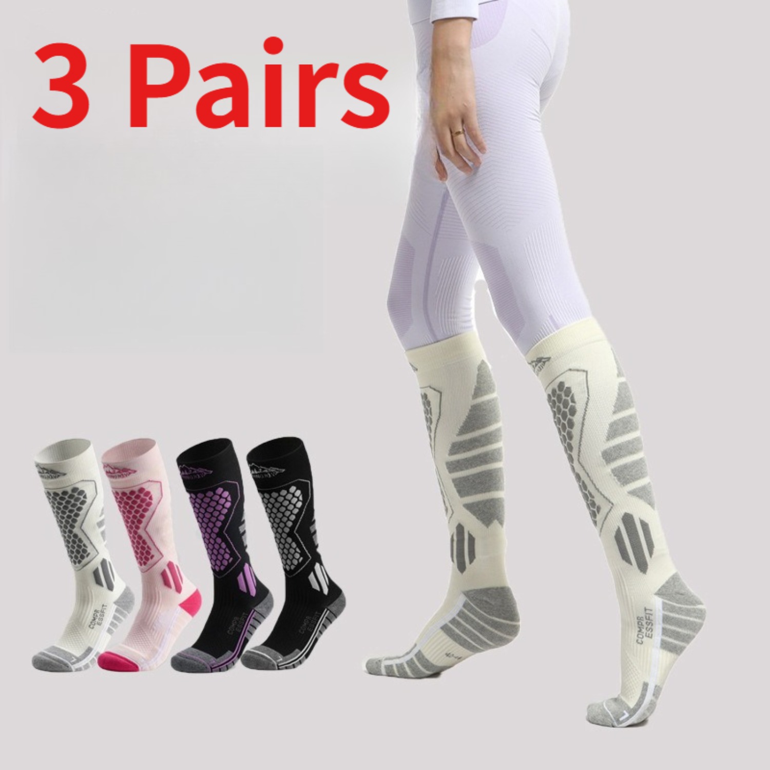 3 Pairs Ski Socks Winter Therm - Sock Garter Men ulasan dan harga