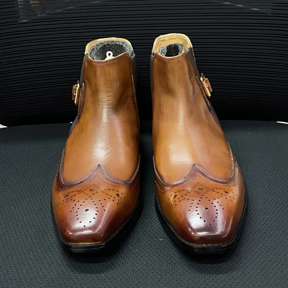 Men's Real Cow Leather Ankle B - Men Formal Wear With Boots ulasan dan harga