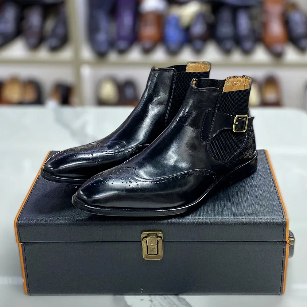 Men's Real Cow Leather Ankle B - Men Formal Wear With Boots ulasan dan harga