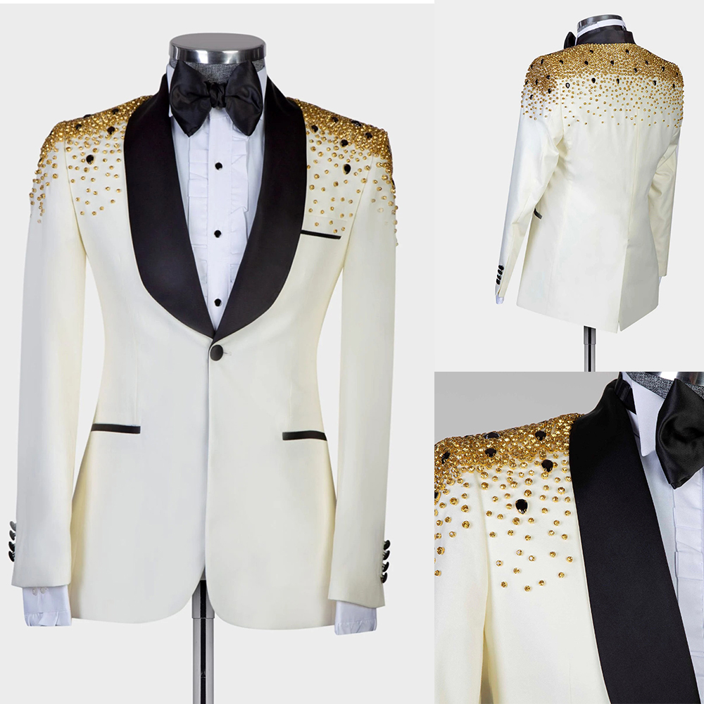 Man Luxury Crystals Beaded Sui - Men Formal Wear Modern ulasan dan harga